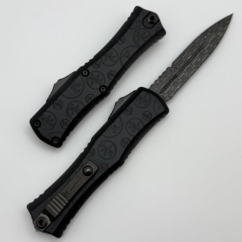 Microtech Knives Marfione Select Hera II Mini Vegas Forge Damascus Bayonet w/ Black Claw Burst Deep Engraved Handle Signature Series 1701M-16MS1