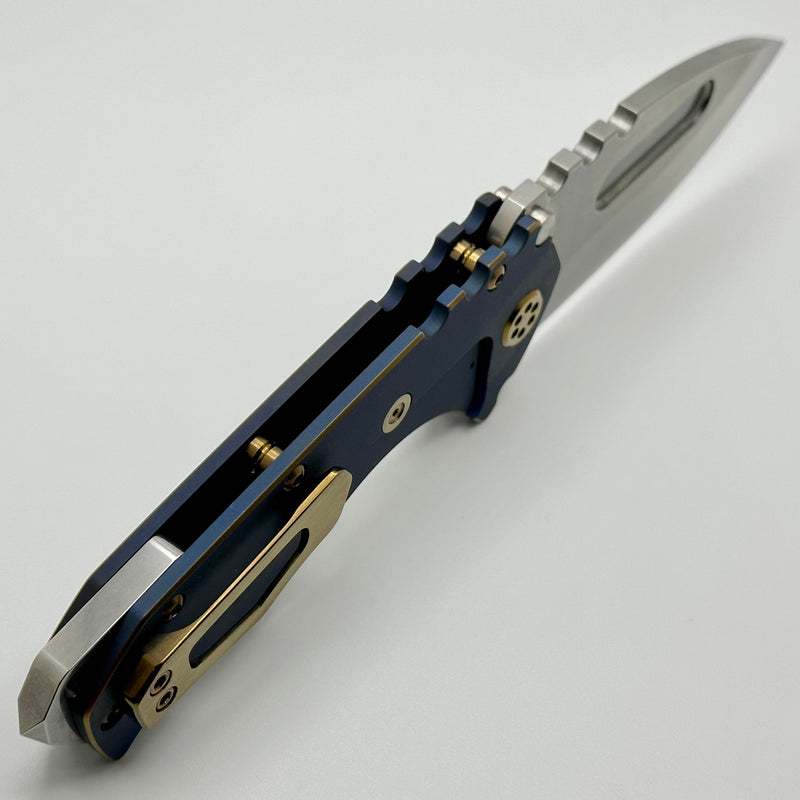 Medford Knife Praetorian T Drop Point Tumbled S45 & Bead Blast w/ Bronze Pinstripe Handles w/ Bronze Hardware/Clip