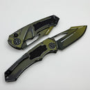 Heretic Knives Pariah M/A Button Lock Cel Shade OD Green Aluminum Handles w/ MagnaCut & Tritium Inlaid Button H046-CS-OD