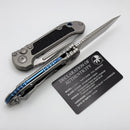 Microtech Knives LUDT Gen III Full Serrated Apocalyptic Tanto & Titanium Handles w/ Textured Inlays & Blue Accents 1136-12MS4