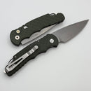 Pro-Tech TR-5 Green Feather Handle w/ Mosaic Pin Button & Stonewash S35VN