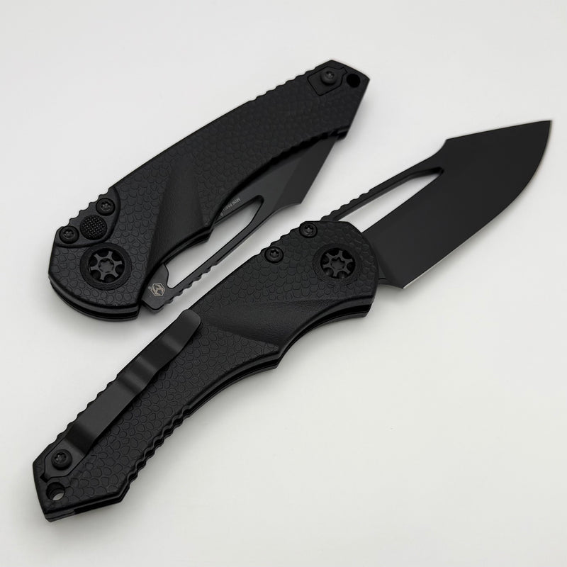 Heretic Knives Mini Pariah M/A Button Lock Black Polymer Handles w/ Black S/E MagnaCut H052-4A-T
