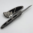 Microtech Socom Elite Manual Single Edge Stonewash w/ Natural Clear Handle 160-10NC
