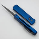 Pro-Tech Godson Left Handed w/ Blue Handle & Blasted 154-CM Blade 720-Blue LH