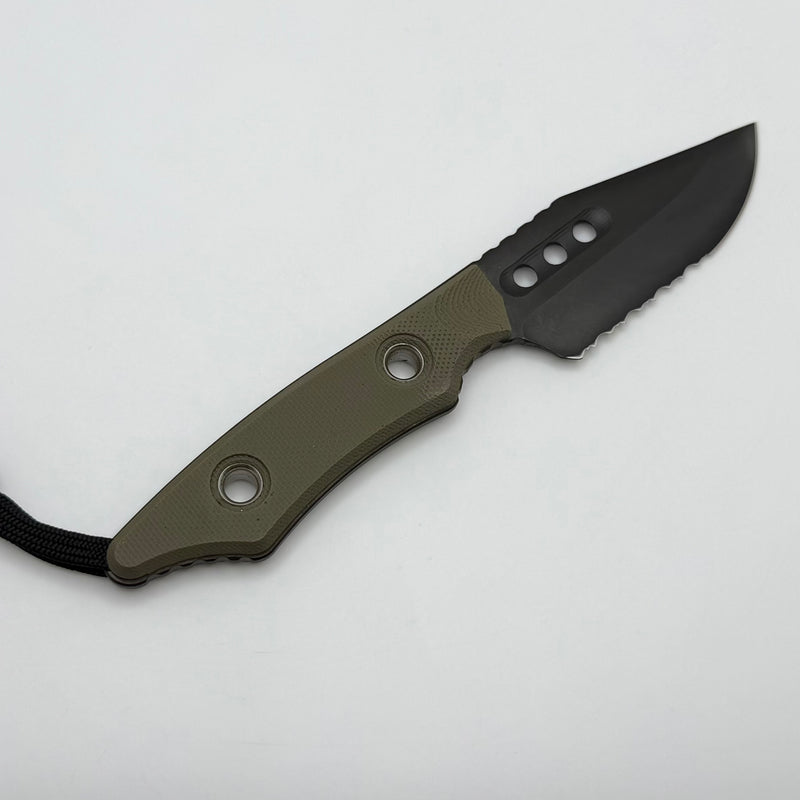 Heretic Kobold OD Green G-10 Handles w/ Serrated DLC Bowie MagnaCut Fixed Blade H065-6B-OD/G10