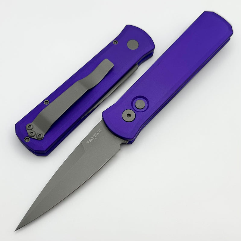 Pro-Tech Godson Purple Aluminum Handles & Bead Blast 154-CM Blade 720-PURP