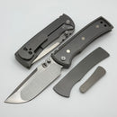 Chaves Knives Redencion 229 w/ Stonewash Titanium Integral Handle w/ Magnetic Ti Inlays & Belt Finish Drop Point M390