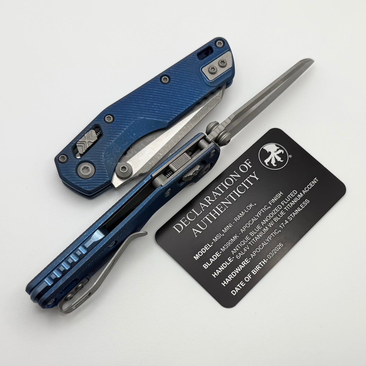 Microtech Marfione Select MSI RAM LOK Mini Fluted Antique Blue Titaniu