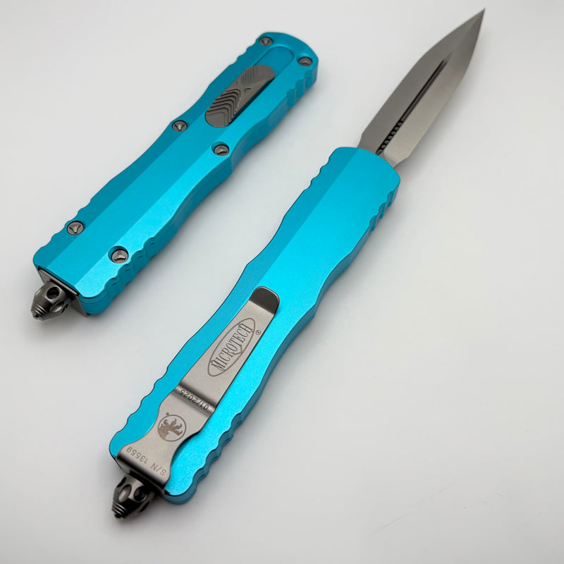 Microtech Dirac Delta D/E Satin w/ Turquoise Handles 227-4TQ