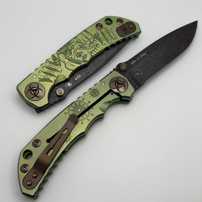 Spartan Blades Harsey Folder Green Plague Doctor Special Edition w/ 4" Damascus