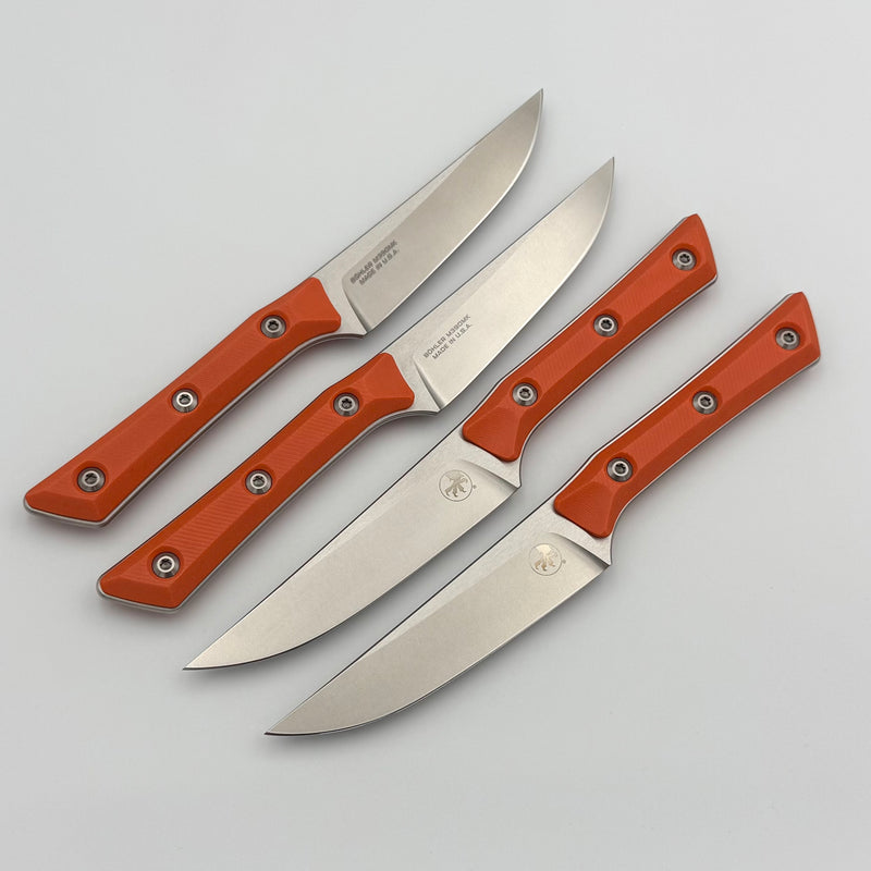 Microtech Steak 4 Piece Set Ember G-10 Handle w/ Stonewash M390MK 3600-10SETEM