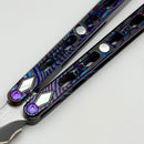 Poikilo Blade PM 1 Tanto Balisong Full Dress ZircuTi Handles w/ Mother of Pearl Inlays & Baker Forge Volcanic River
