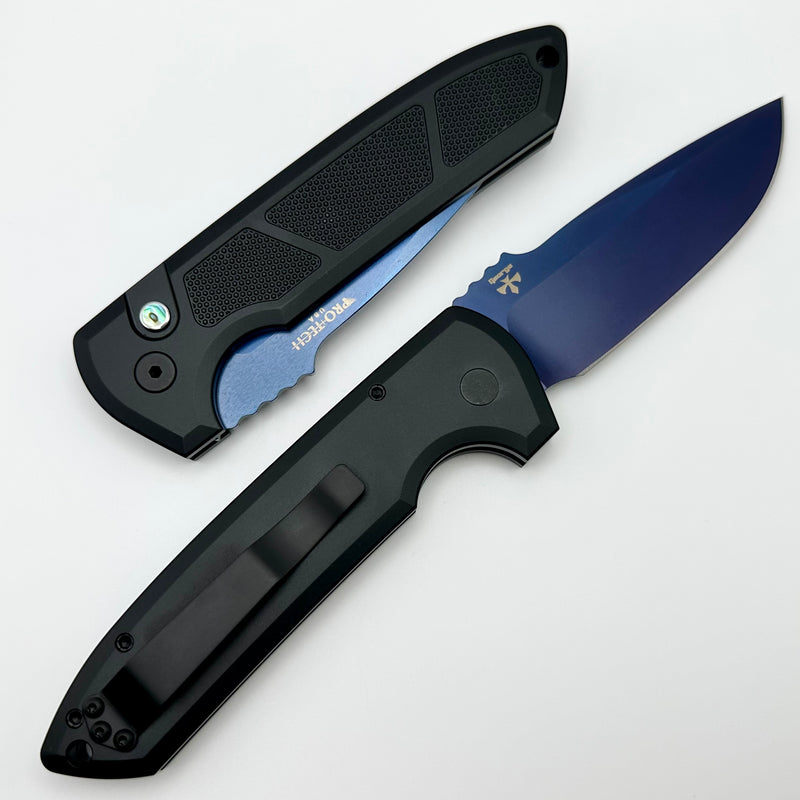 Pro-Tech Les George Rockeye Black Knurled Handle & Sapphire Blue CPM-S35VN LG307-SB