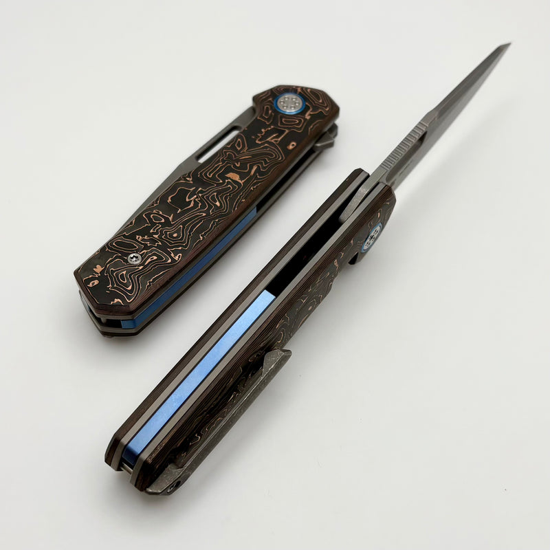 Mechforce Knives Oeser Nebo V2 Copper Flow Carbon Fiber Handles & Elmax