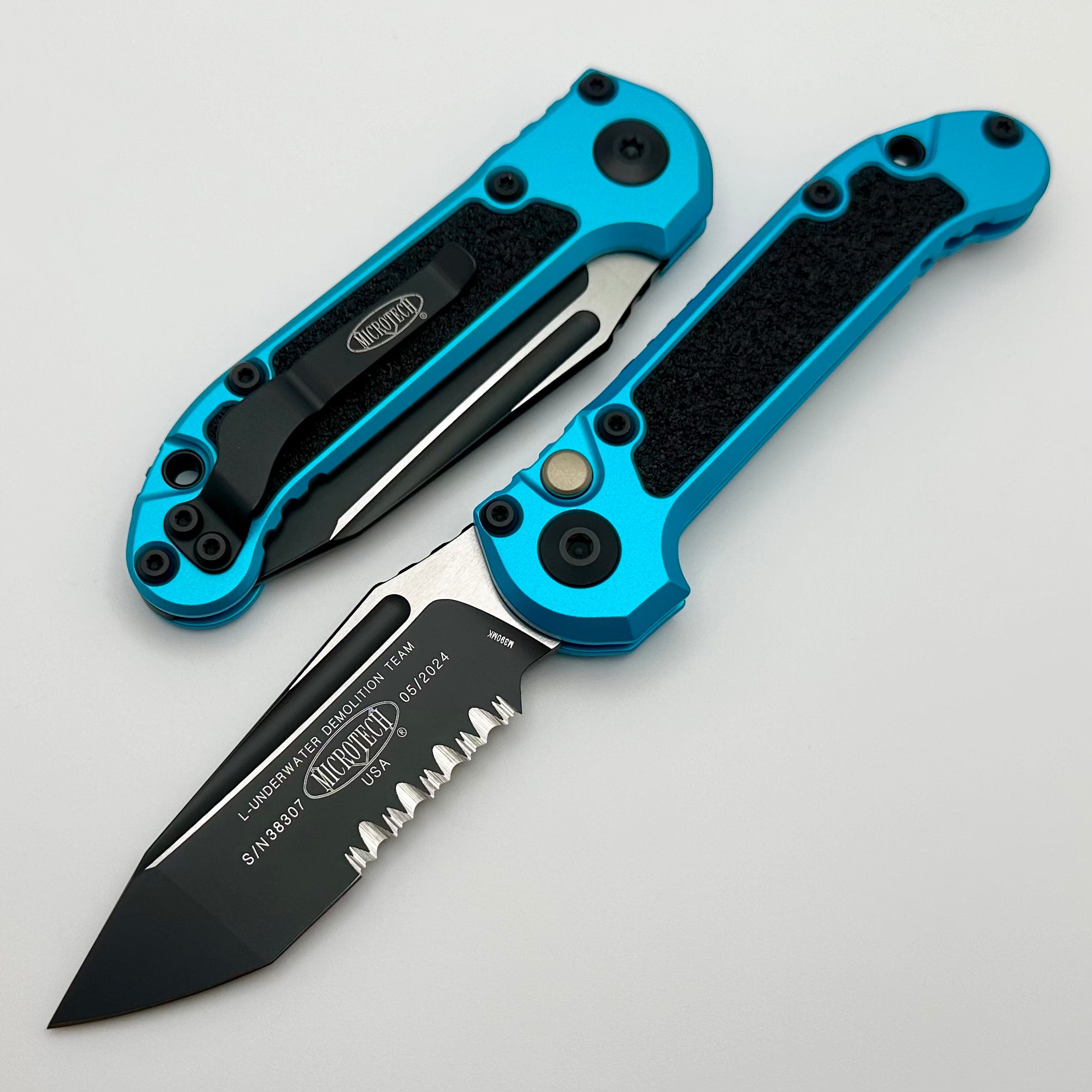 Microtech Knives LUDT Gen III Black P/S Tanto w/ Turquoise Handle 1136