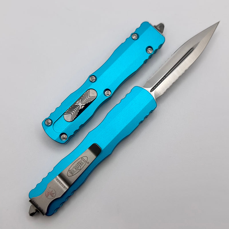 Microtech Dirac Double Edge Satin Partial Serrated & Turquoise 225-5TQ