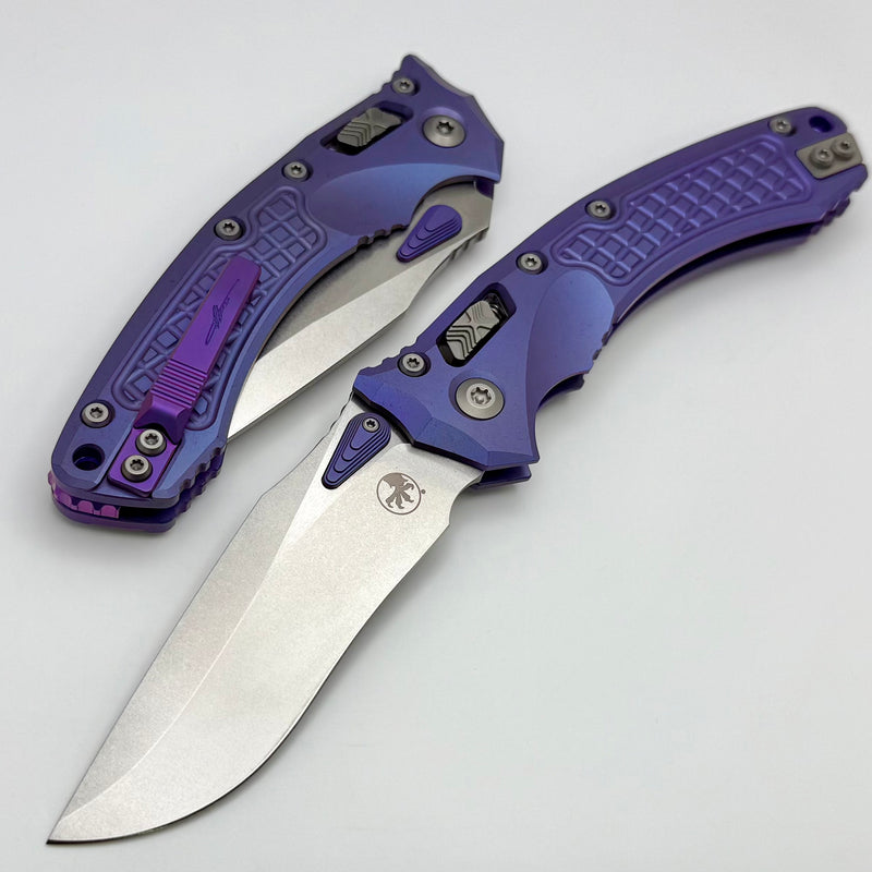 Microtech Marfione Select Amphibian RAM LOK Purple Haze Frag Titanium Handles & Stonewash M390MK w/ Double Vapor Blast & Purple Accents 137RL-10FRMS5