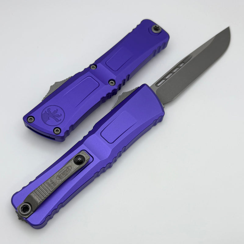 Microtech Knives Combat Troodon Gen III Apocalyptic Single Edge w/ Purple Handle 1143-10APPU