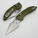 Microtech Knives Manual M-Stitch RAM LOK OD Green Smooth Aluminum Handles & Stonewash M390MK 169MRL-10OD