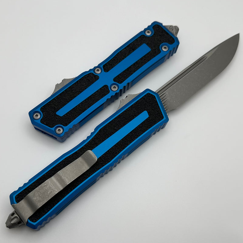 Microtech Scarab 2 Gen 3 Blue Handles w/ S/E Spine Fluted Apocalyptic M390MK 1278-10APBL