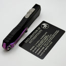 Microtech Marfione Select Cypher II Black w/ Tritium Inlaid Button & S/E Blued Baker Forge Copper-Mai & Purple Haze Ti Hardware 1241-16MS3