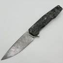 Uldanov Custom Knives R1 w/ Milled Titanium/Polar Dark Matter Carbon Fiber & Damascus Flipper