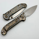 Marfione Select Microtech LUDT Ram-Lok w/ Flamed Frag Titanium Handles w/ Bronze Accents & Stonewash Drop Point 1135RL-10FRMS3