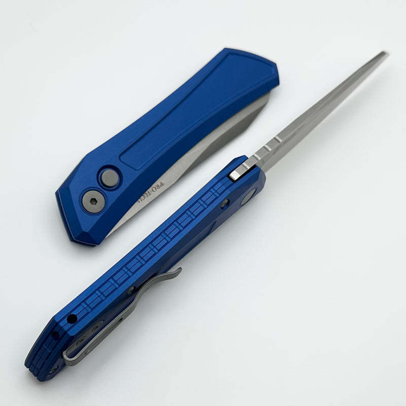 Pro-Tech Oligarch Blue Aluminum Handle w/ Stonewash MagnaCut DS101-BLUE