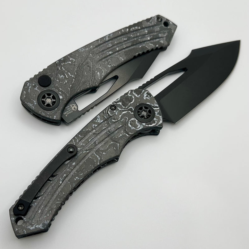 Heretic Knives Pariah M/A Button Lock White Camo Carbon Handles w/ DLC MagnaCut H046-6A-WT/CC