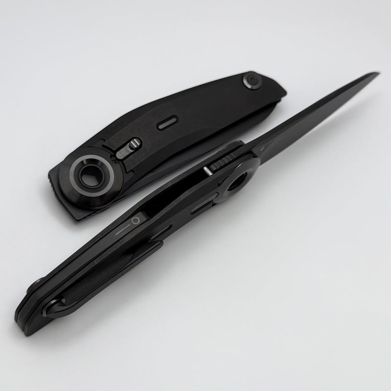 Reate Knives VK-TRON Bead Blast DLC Titanium Handles w/ Zirconium Clip