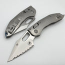 Microtech Marfione Select Manual Stitch RAM LOK Titanium Handles & Full Serrated Stonewash M390MK w/ Double Vapor Blast & Blue Accents 169RL-12MS2