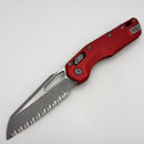 Factory Blem Microtech Knives MSI RAM LOK Red Aluminum Fluted Handles & Full Serrated Apocalyptic M390MK 210-12APFLRD