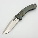 Microtech Amphibian Mini RAM LOK Stonewash Titanium Galactic Gold Slab & Stonewash M390MK w/ Blue Accents 137MRL-10MS15