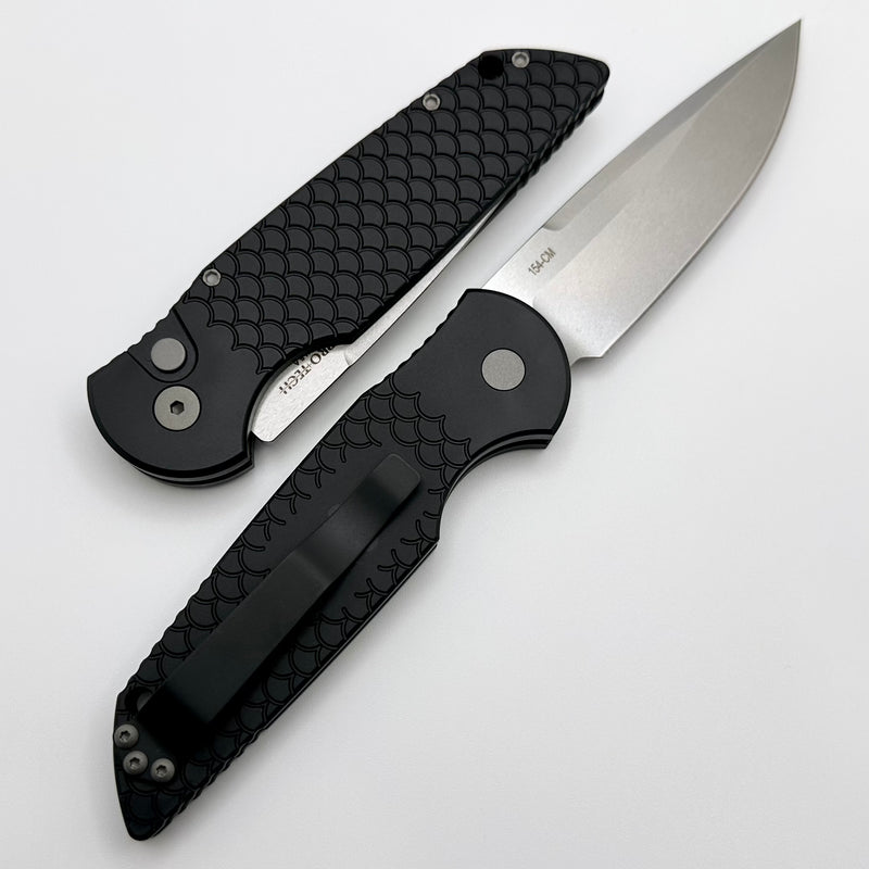 Pro-Tech TR-3 X1 Black “Fish Scale” Handle & Stonewash 154-CM Blade TR-3 X1 SW