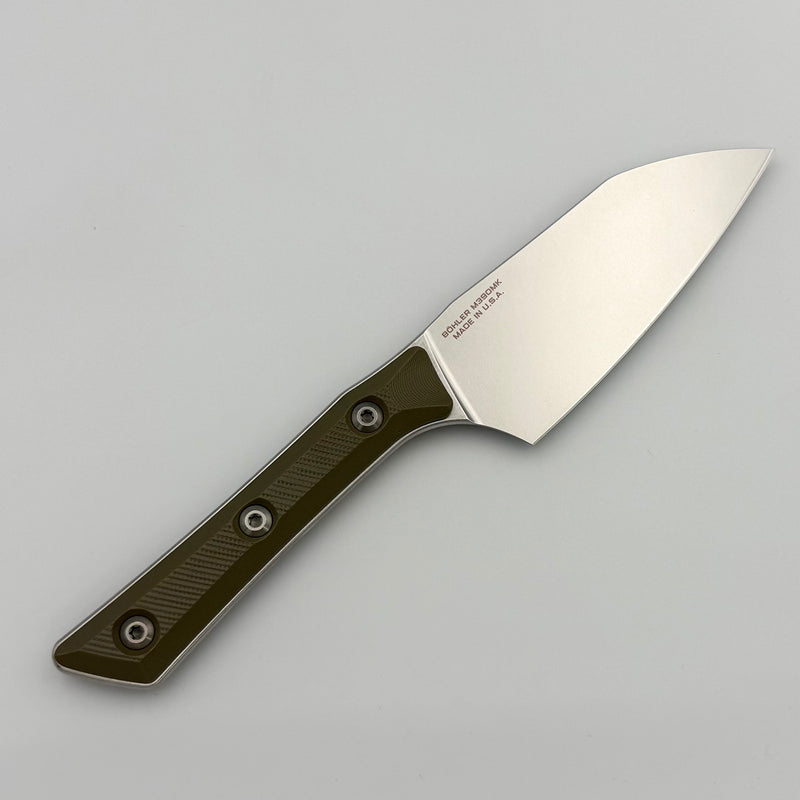 Microtech Santoku 4.2" OD Green G-10 Handle w/ Stonewash M390MK 3300-10OD