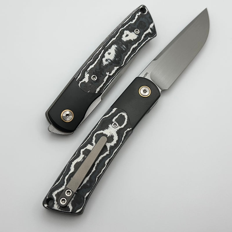 Reate Knives Tribute w/ Zirconium Bolsters & White Storm Fat Carbon w/ Hand Satin M390