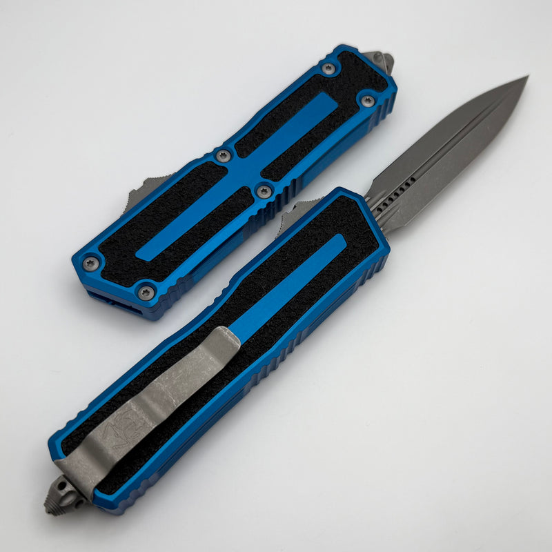 Microtech Scarab 2 Gen 3 Blue Handles w/ D/E Apocalyptic M390MK 1280-10APBL