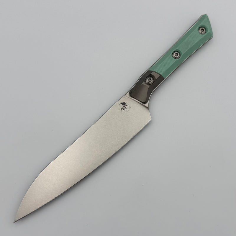 Microtech Utility Knife Caribbean Blue G-10/Titanium Bolster Handle w/ Stonewash M390MK 3400B-10CA