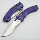 Microtech Marfione Select Amphibian RAM LOK Purple Haze Frag Titanium Handles & Part Serrated Stonewash M390MK w/ Double Vapor Blast & Purple Accents 137RL-11FRMS5