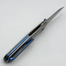 Poikilo Blade Zen S1 Titanium Handles w/ Blue Ti Accents & Pearlescent Stonewash M398
