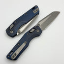 Microtech Marfione Select MSI RAM LOK Mini Fluted Antique Blue Titanium Handles w/ Blue Accents & 3.15" Apocalyptic Full Serrated M390MK 210M-12APFLMS2