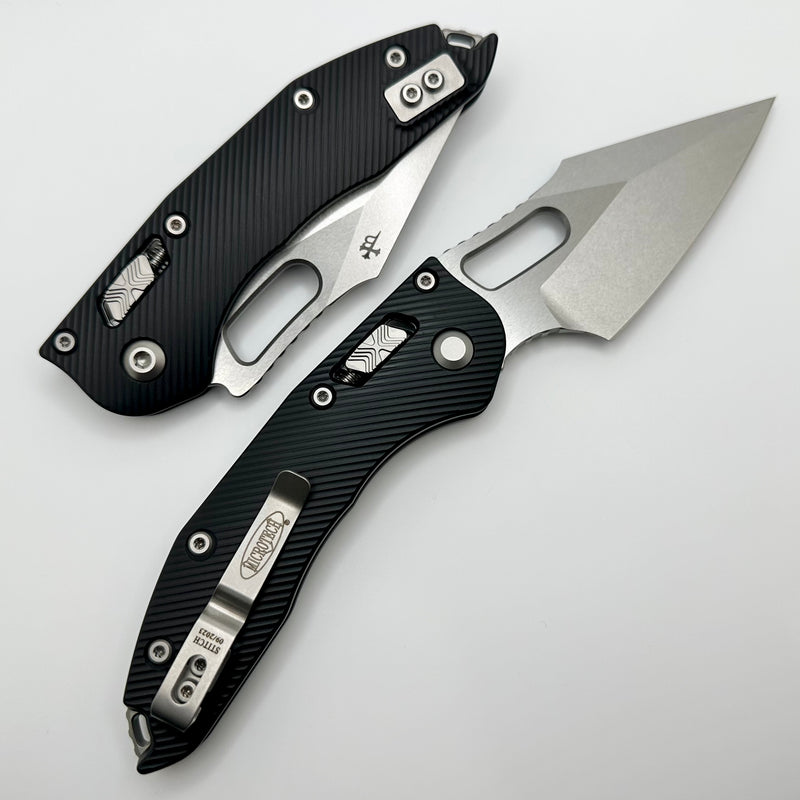 Microtech Knives Manual Stitch RAM LOK Fluted Black Aluminum & M390MK