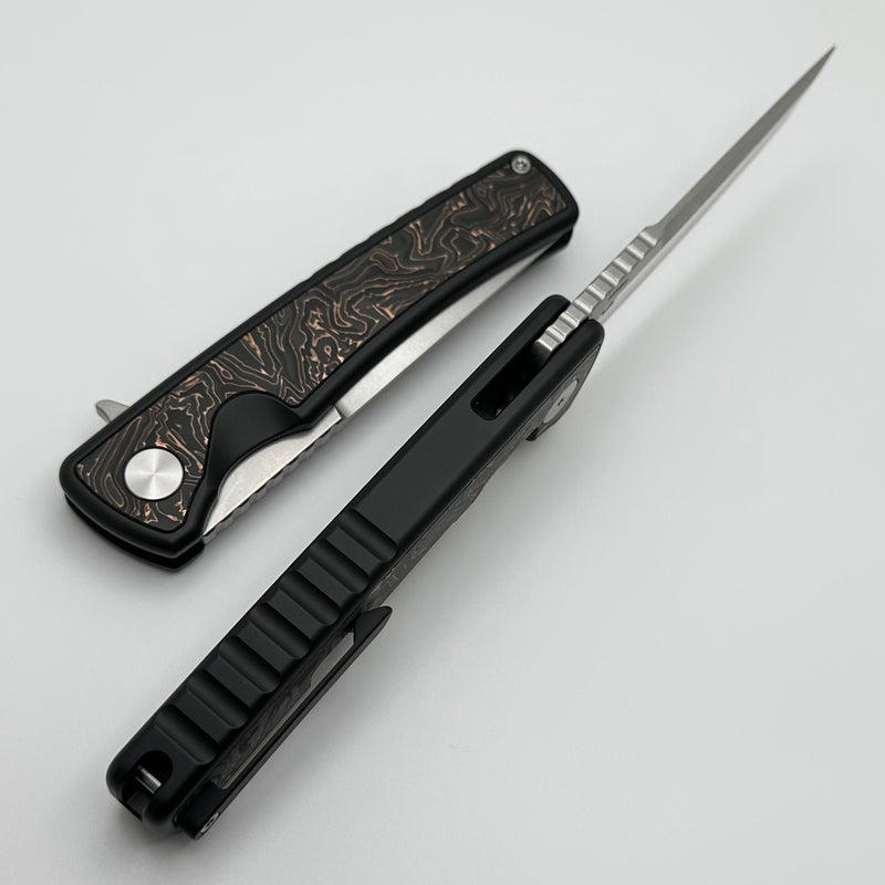 Mechforce Kilby Shard Black Titanium Integral Handle w/ Copper Foil Carbon Fiber Inlays & Stonewash M390