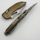 Microtech Knives Manual M-Stitch RAM LOK Tan Smooth Aluminum Handles & Stonewash M390MK 169MRL-10TA