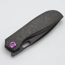 Poikilo Blade Gecko S2.1 Dark Stonewash Titanium Handles w/ Purple Ti Accents & Two Tone M398