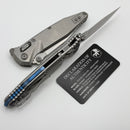 Marfione Select Microtech Socom Ram-Lok Titanium Slab Side Handles w/ Blue Accents & Spear Point Stonewash M390MK 160RLS-10SMS3