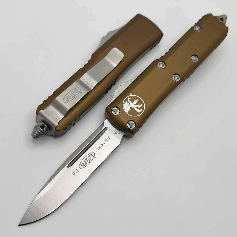 Microtech UTX-85 S/E Satin Standard & Tan Handle 231-4TA