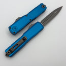 Microtech UTX-70 Gen IV w/ Blue Handle & D/E Apocalyptic M390MK 11474-10APBL