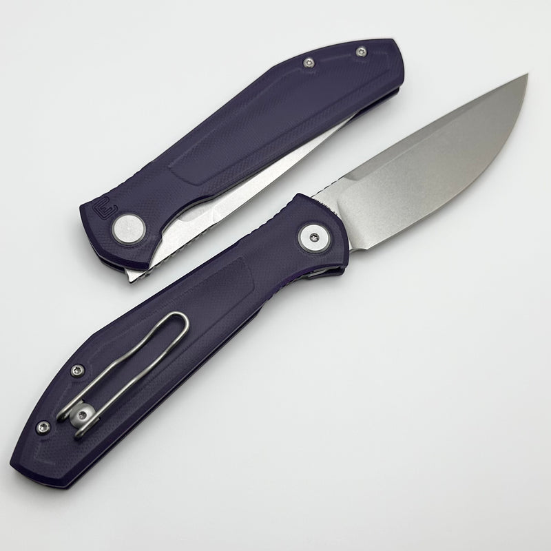 Custom Knife Factory - Echo Splinter Front Flipper w/ Violet G-10 & Stonewash CPM-S35VN