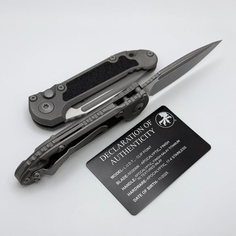 Microtech Knives LUDT Gen III Apocalyptic Drop Point Titanium Handles w/ Grip Inlays
